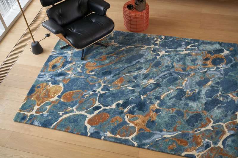 Tapis Text bleuté