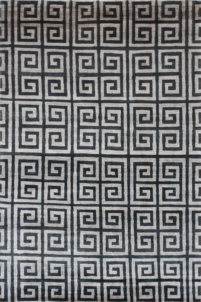 Tapis Labyrinth noir argenté