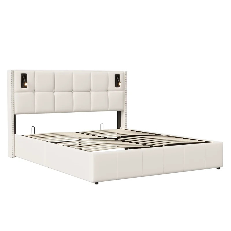 Lit coffre double 160x200 liseuse