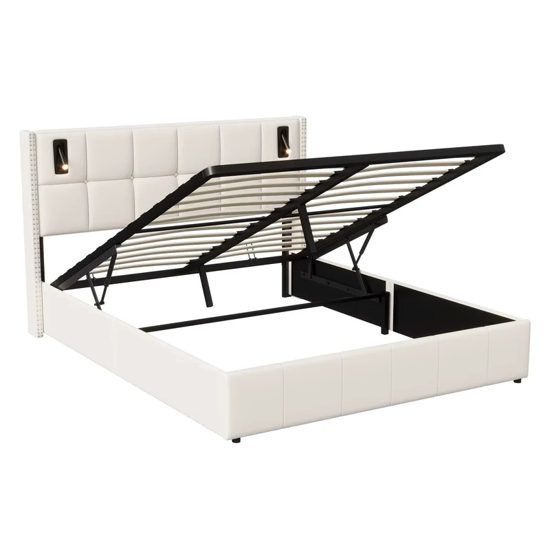 Lit coffre double 160x200 liseuse