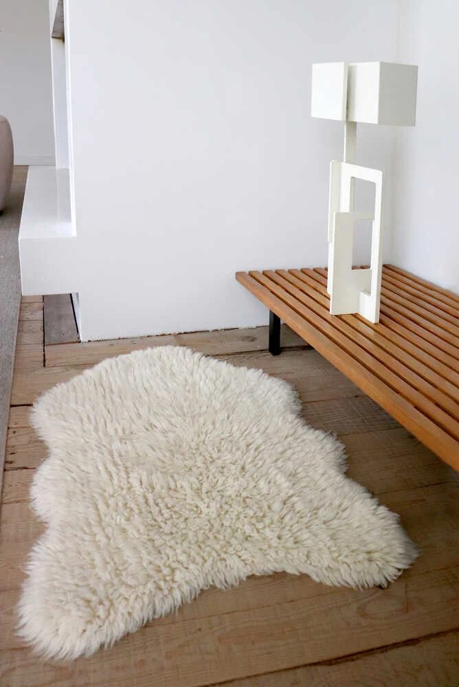 Tapis effet peau de bête 100 % laine - 75 x 110 cm