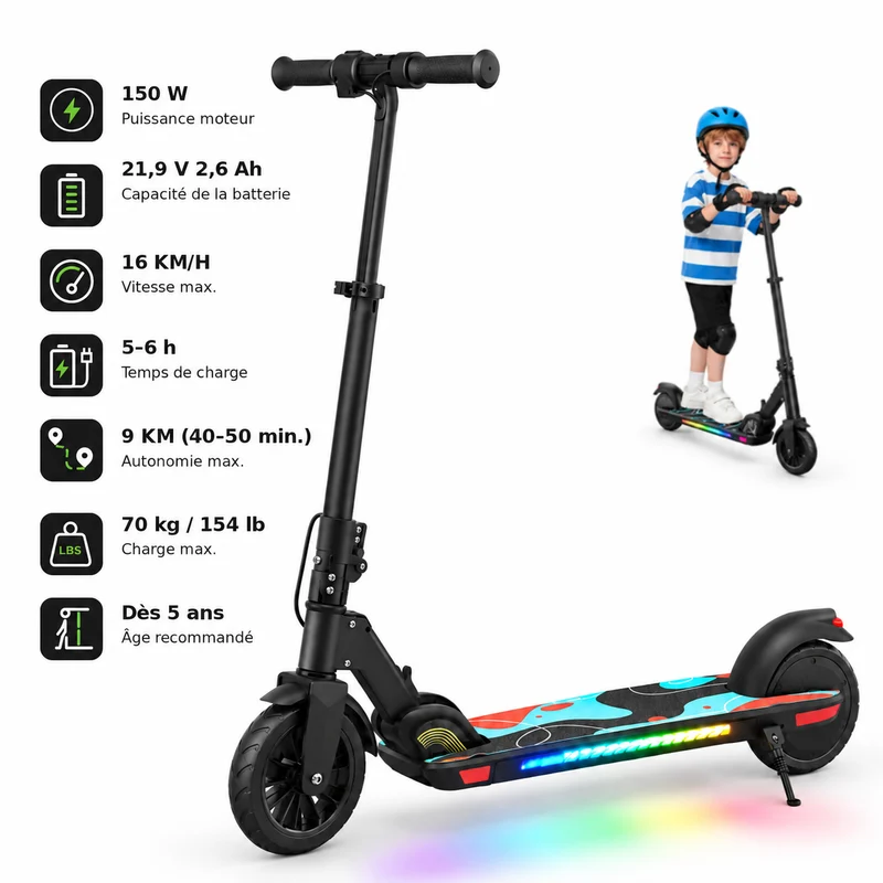 K4 Pro Trottinette électrique pliable pour enfants avec guidon réglable en hauteur