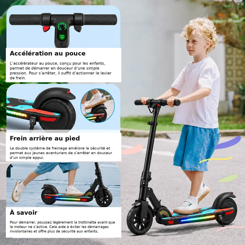 K4 Pro Trottinette électrique pliable pour enfants avec guidon réglable en hauteur