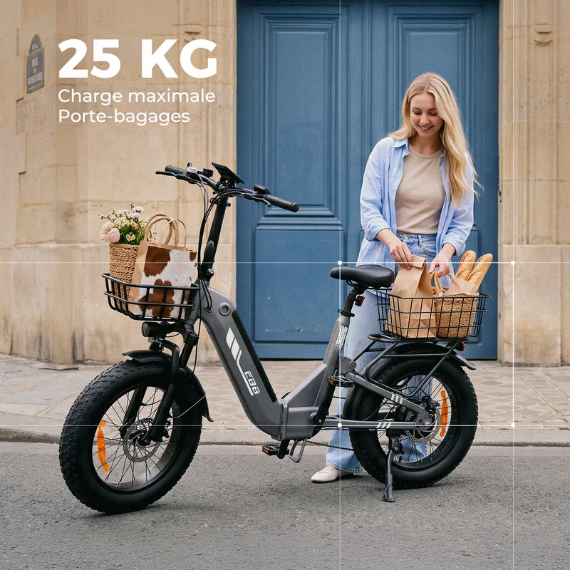 EB8 Vélo Électrique Tout-Terrain Pneus Larges - Autonomie 145km & Batterie Amovible