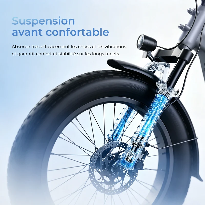 EB8 Vélo Électrique Tout-Terrain Pneus Larges - Autonomie 145km & Batterie Amovible