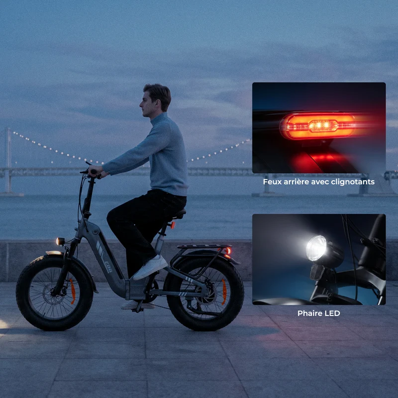 EB8 Vélo Électrique Tout-Terrain Pneus Larges - Autonomie 145km & Batterie Amovible