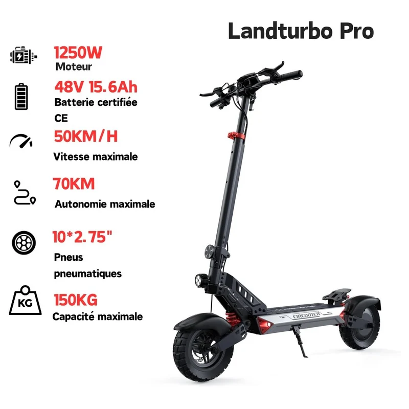 isinwheel® S-NOVA Pro Trottinette électrique tout-terrain 1000W