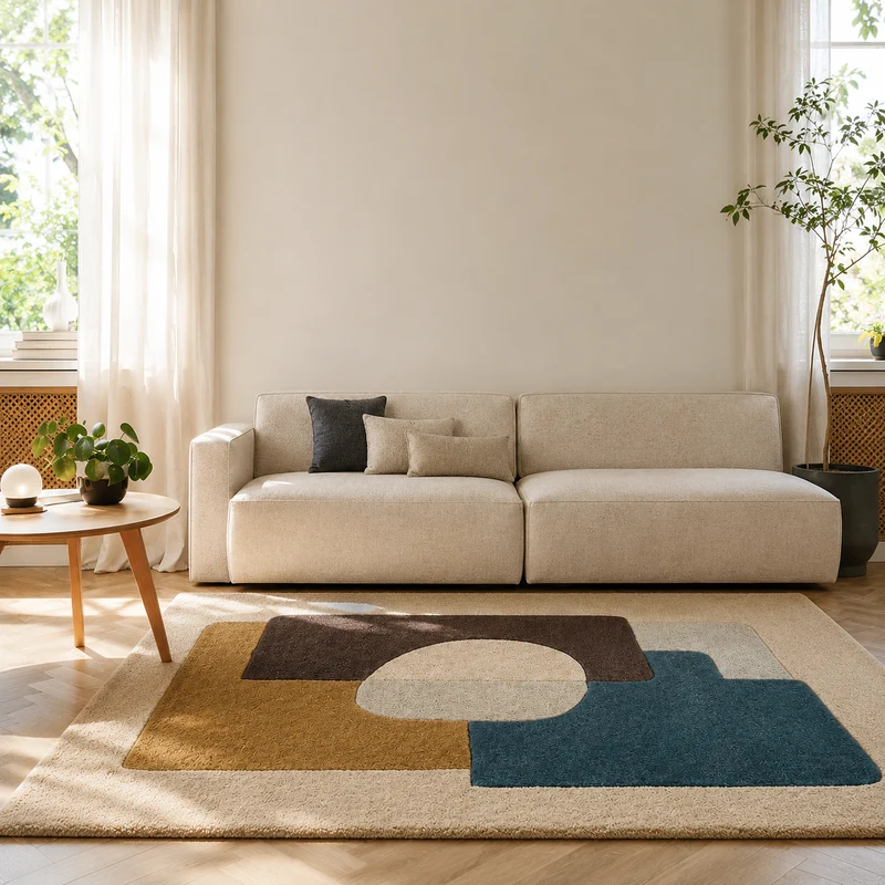 Tapis bleu Bauhaus