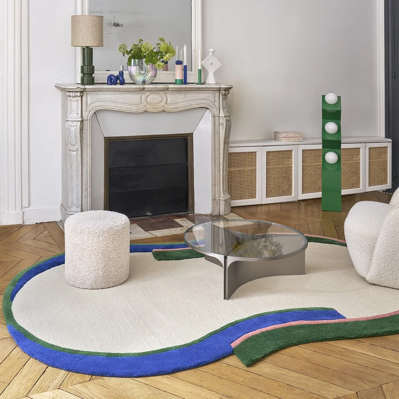 Tapis bleu Ruban