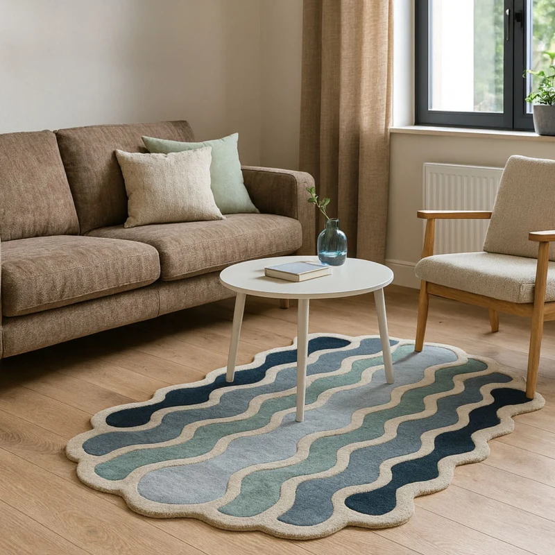 Tapis bleu Coquillage