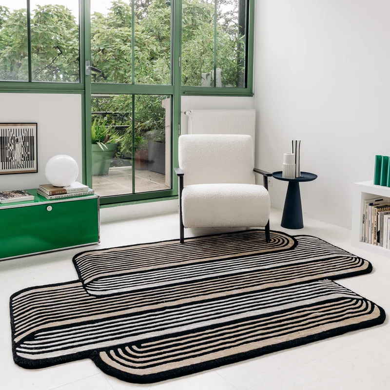 Tapis noir et blanc Cactus