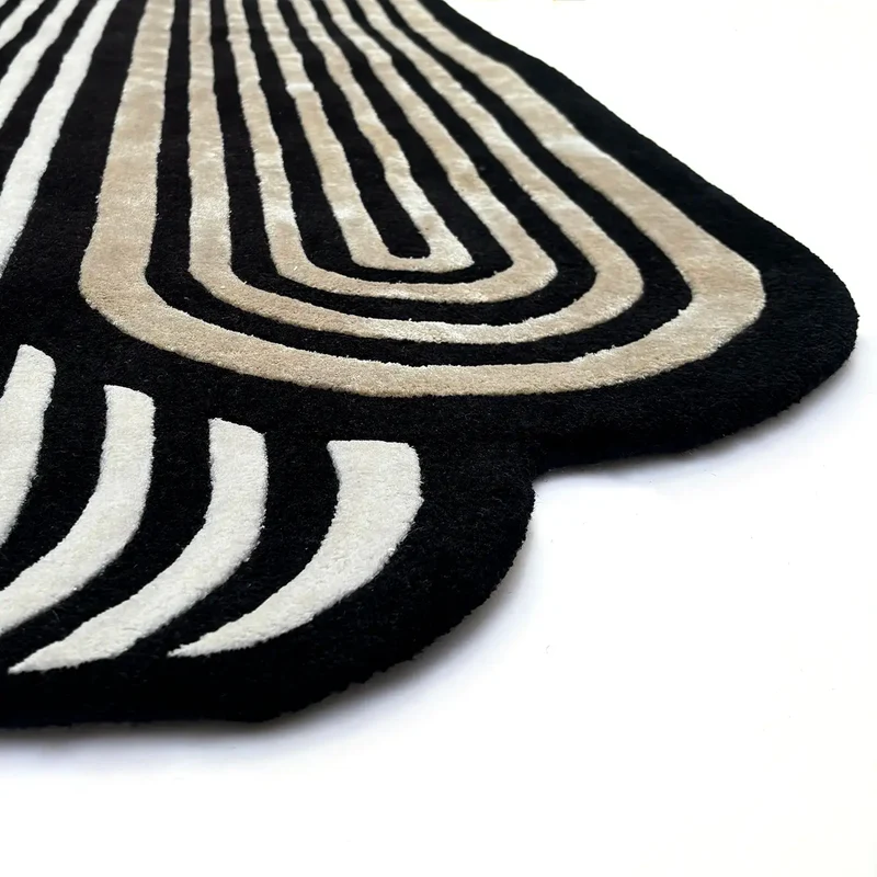 Tapis noir et blanc Cactus