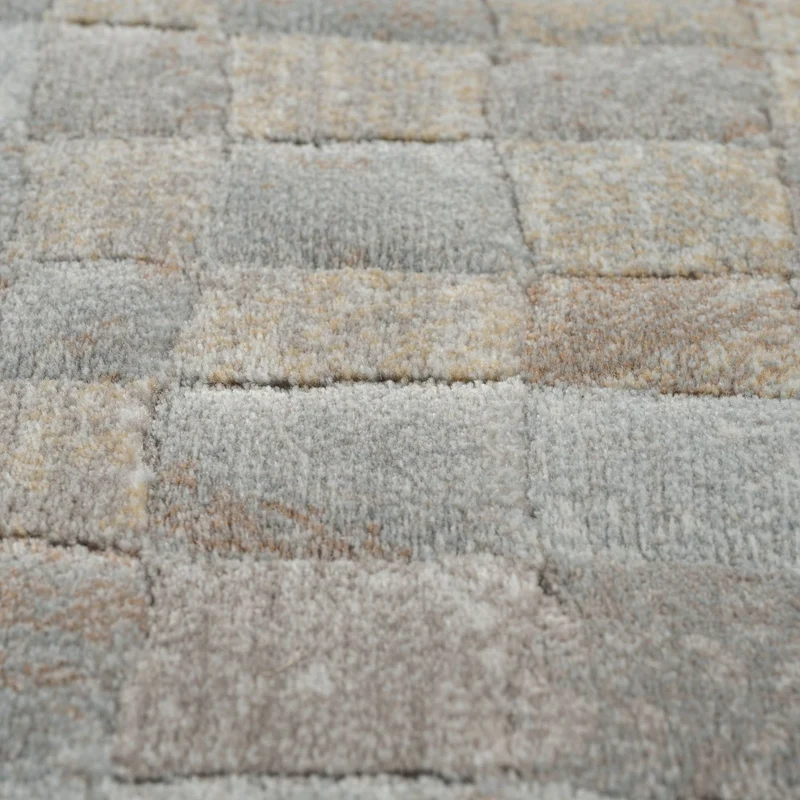 Tapis beige/gris cube