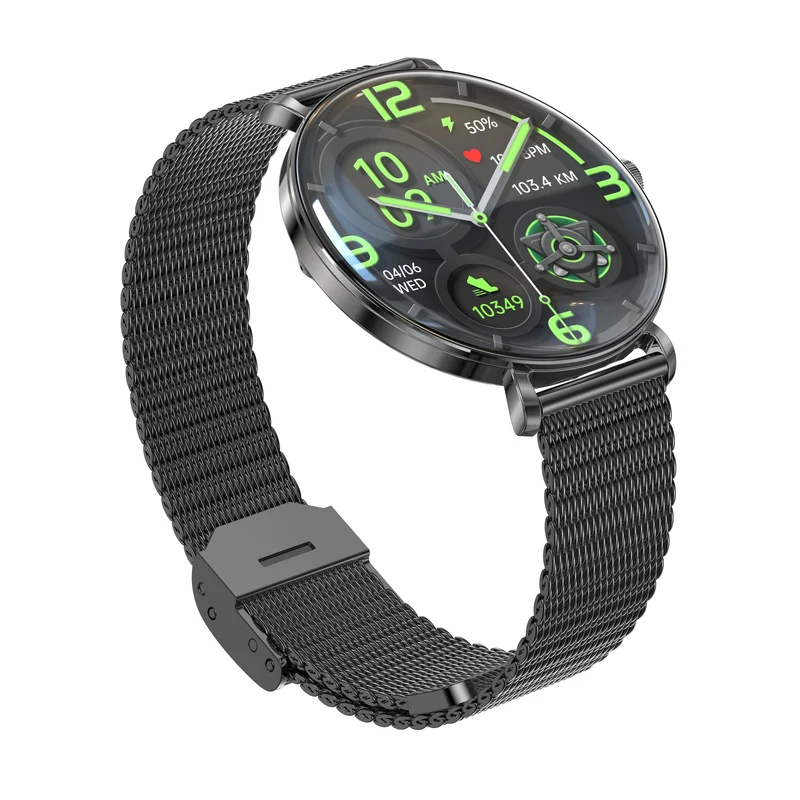 Montre connectée AMOLED- Edition ELITE écran tactile 1,43 pouces (avec bracelet milanais) couleur Noir