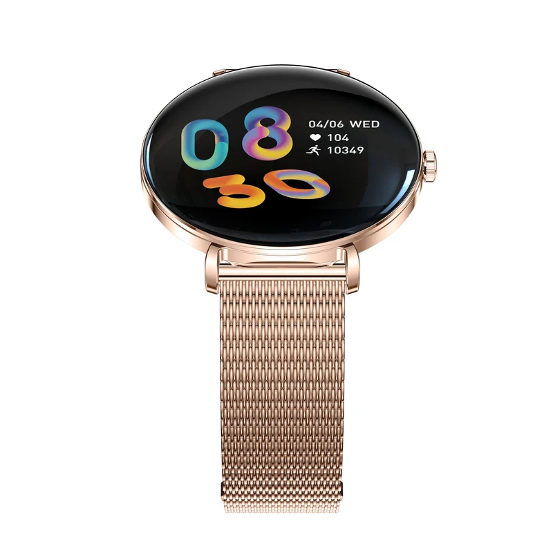 Montre connectée AMOLED- Edition ELITE écran tactile 1,43 pouces (avec bracelet milanais) couleur Or