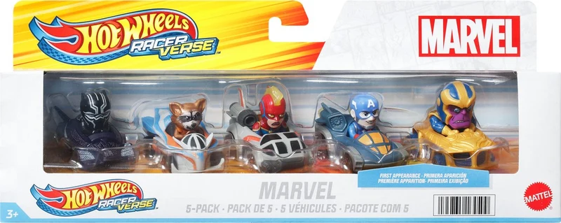 Hot Wheels - RacerVerse - Coffret de 5 Voitures - Petites Voitures -