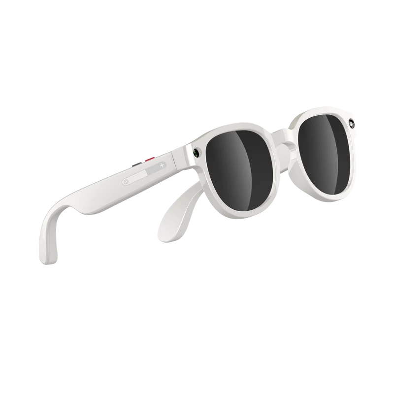 Lunettes intelligentes multifonctions NASA édition FUTURA Caméra ,prise de photos, enregistrement vidéo et audio, appels Bluetooth, lecture de musique, assistant vocal, transmission sans fil Wi-Fi,Monture Mat Blanc Verres Graphite Modèle Unisex design