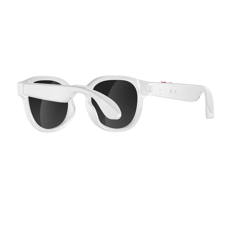 Lunettes intelligentes multifonctions NASA édition FUTURA Caméra ,prise de photos, enregistrement vidéo et audio, appels Bluetooth, lecture de musique, assistant vocal, transmission sans fil Wi-Fi,Monture Mat Blanc Verres Graphite Modèle Unisex design