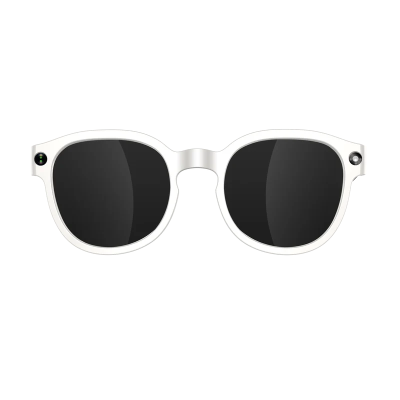 Lunettes intelligentes multifonctions NASA édition FUTURA Caméra ,prise de photos, enregistrement vidéo et audio, appels Bluetooth, lecture de musique, assistant vocal, transmission sans fil Wi-Fi,Monture Mat Blanc Verres Graphite Modèle Unisex design