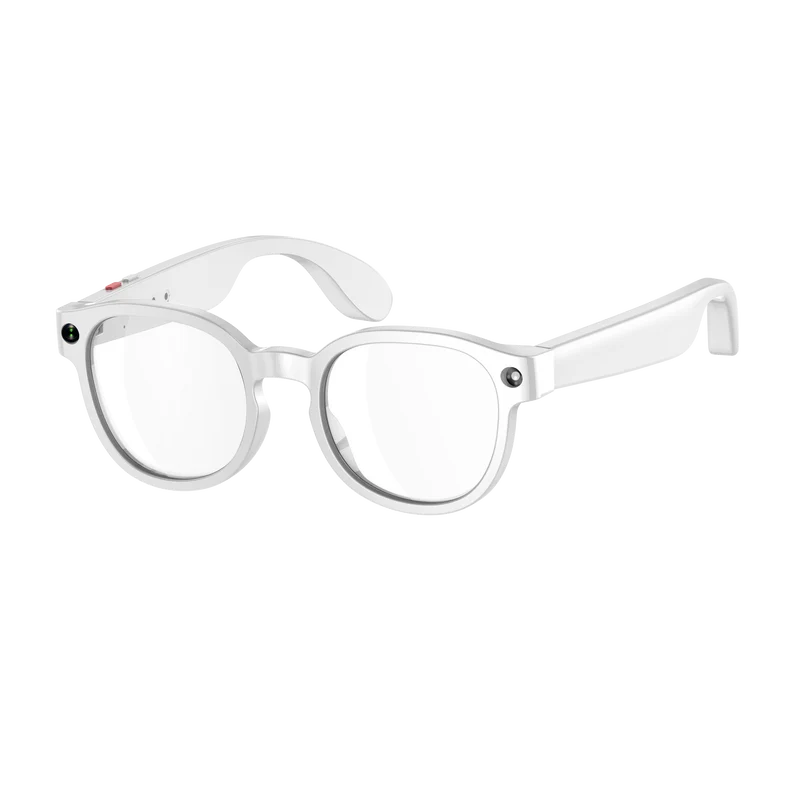 Lunettes intelligentes multifonctions NASA édition FUTURA Caméra ,prise de photos, enregistrement vidéo et audio, appels Bluetooth, lecture de musique, assistant vocal, transmission sans fil Wi-Fi, Monture Mat Blanc Verres Incolore Modèle Unisex design