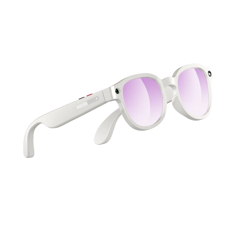 Lunettes intelligentes multifonctions NASA édition FUTURA Caméra ,prise de photos, enregistrement vidéo et audio, appels Bluetooth, lecture de musique, assistant vocal, transmission sans fil Wi-Fi, Monture Mat Blanc Verres Incolore Modèle Unisex design