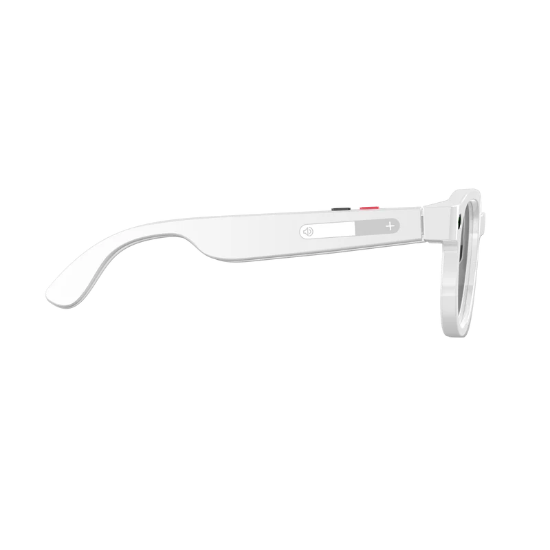 Lunettes intelligentes multifonctions NASA édition FUTURA Caméra ,prise de photos, enregistrement vidéo et audio, appels Bluetooth, lecture de musique, assistant vocal, transmission sans fil Wi-Fi, Monture Mat Blanc Verres Incolore Modèle Unisex design