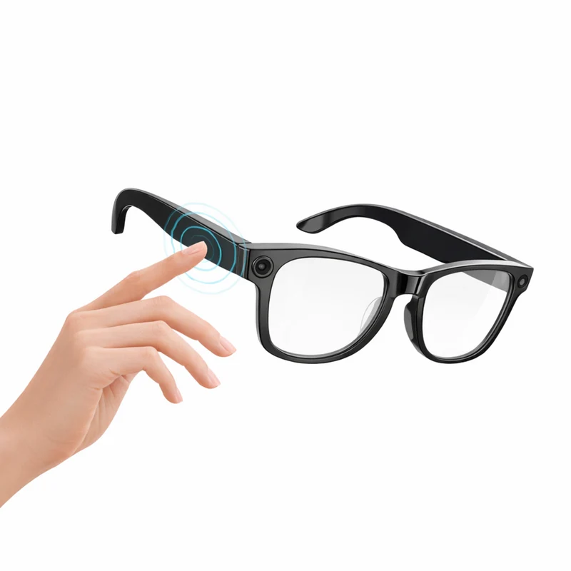 Lunettes intelligentes multifonctions NASA édition ICARE transmission Wi-Fi, Bluetooth Microphone Et Haut-Parleur Intégré Monture Mat Noir Verres Incolore Modèle Unisex design