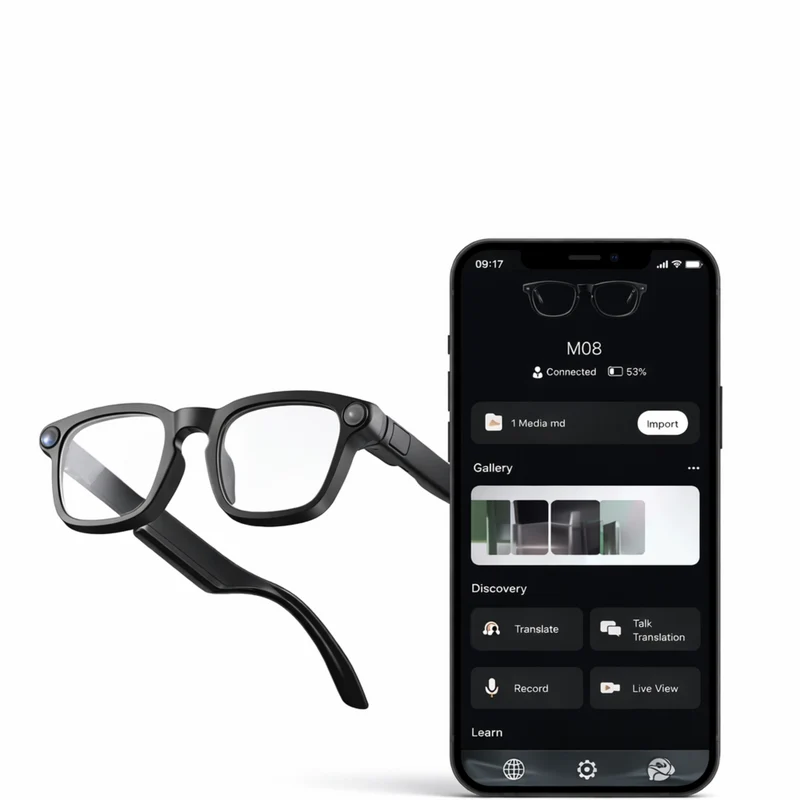 Lunettes intelligentes multifonctions NASA édition VISION Caméra 8 MP avec capteur Photo & Vidéo Haute Définition transmission Wi-Fi, Bluetooth Microphone Et Haut-Parleur Intégré Monture Mat Noir Verres Incolore Modèle Unisex design