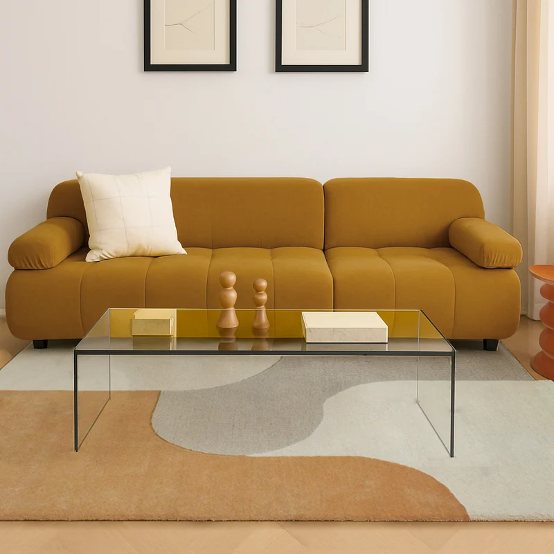 Tapis en laine Dune blanc et jaune