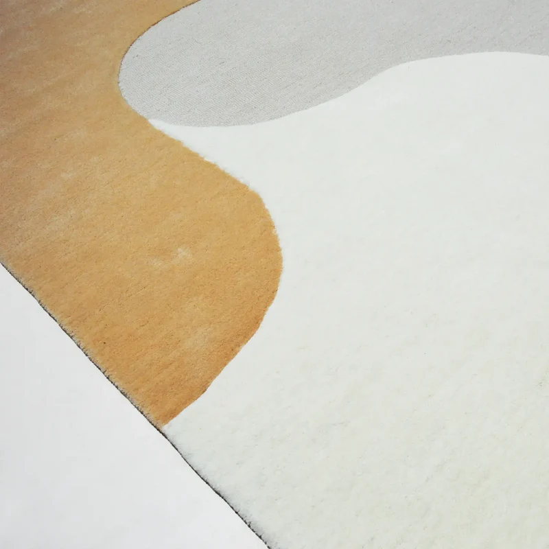 Tapis en laine Dune blanc et jaune