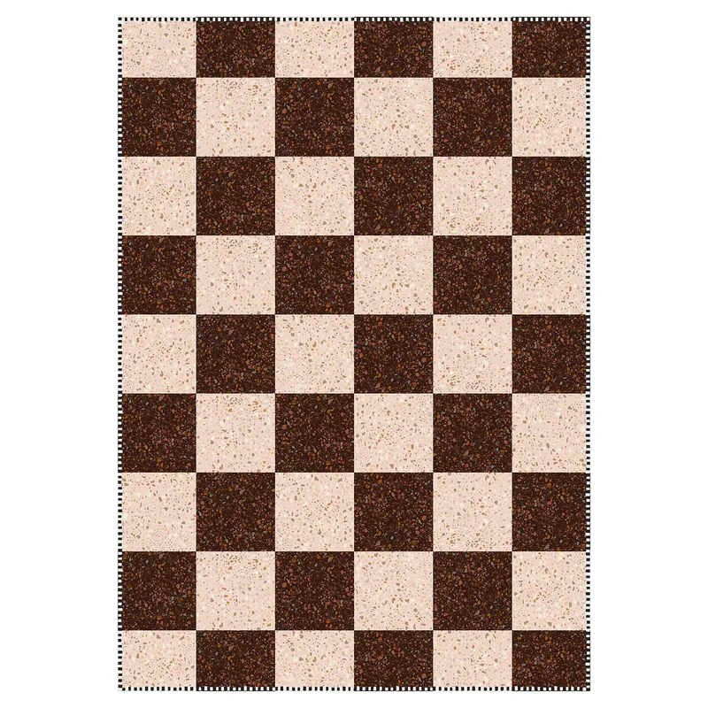 Tapis vinyle Damier beige et marron
