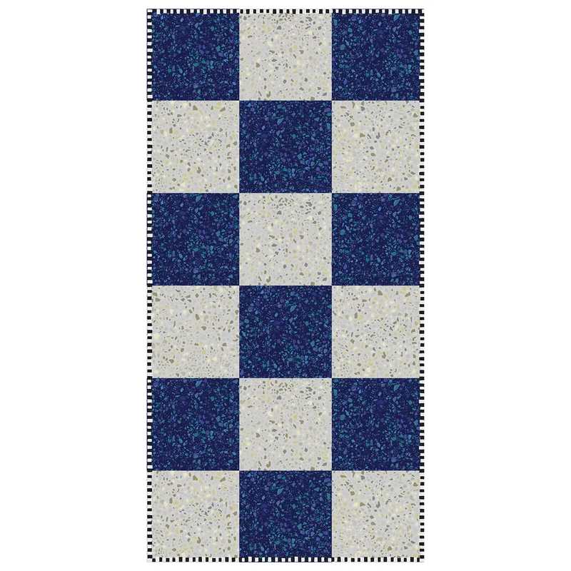 Tapis vinyle Damier bleu