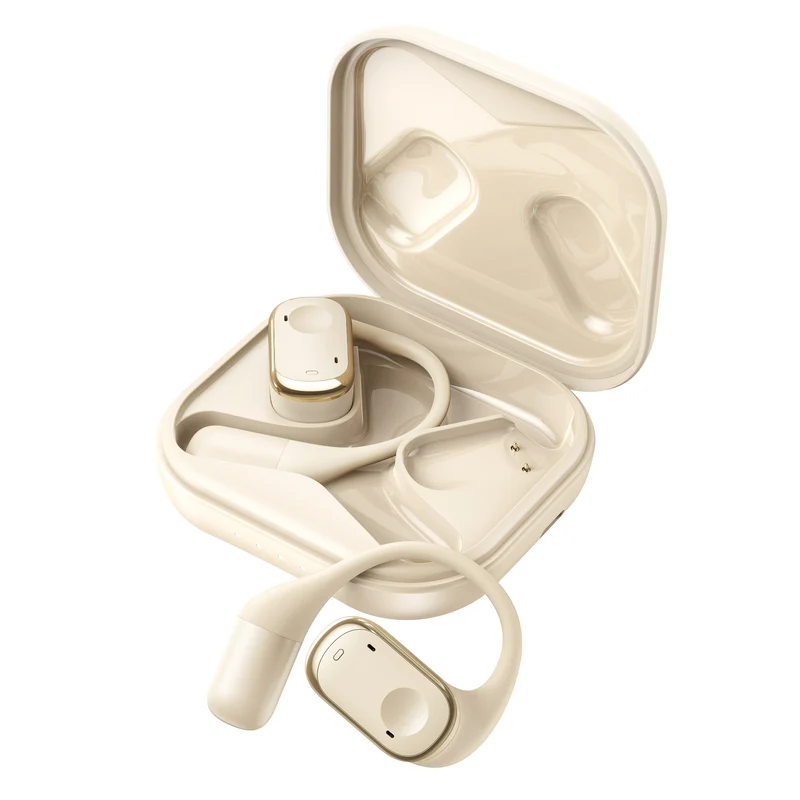 Ecouteurs sans fil Bluetooth 5.3 - Sport édtion DYNAMIC avec Écran à LED couleur Or Beige