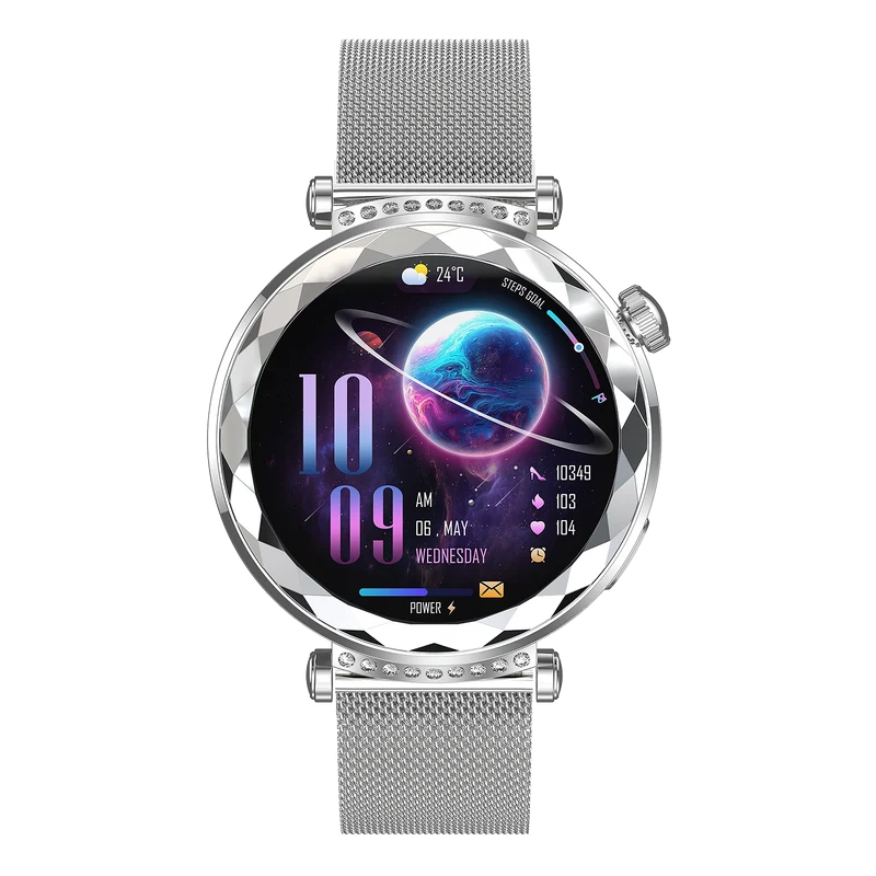 Montre connectée AMOLED- Edition Zénith Argent (avec bracelet milanais)