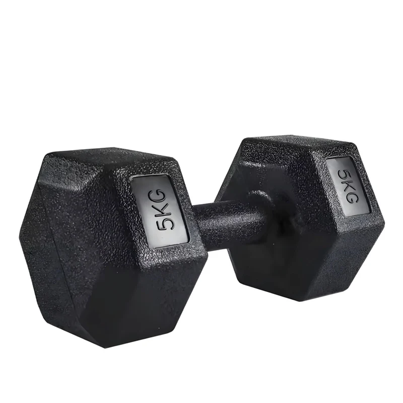 " Lots de 2 Haltères hexagonal SYNERFIT écologique en acier recouvert de PVC Noir, 5 kg l' unité"