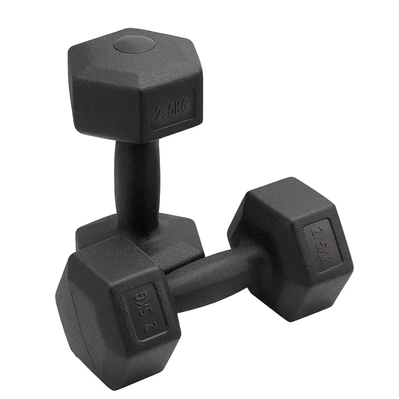 Lots de 2 Haltères hexagonal SYNERFIT écologique en acier recouvert de PVC Noir, 2,5 kg l' unité