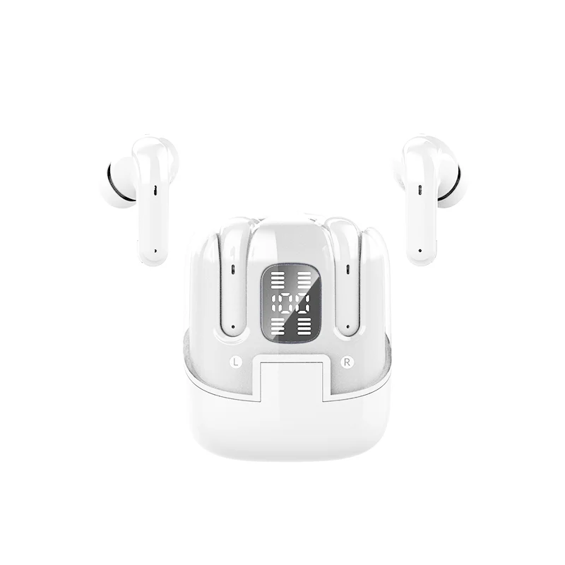 Écouteurs sans fil TWS Edition CRYSTAL , Bluetooth 5.5 nouvelle gereration écran tactile, suppression du bruit b fond d'écran HiFi couleur Blanc