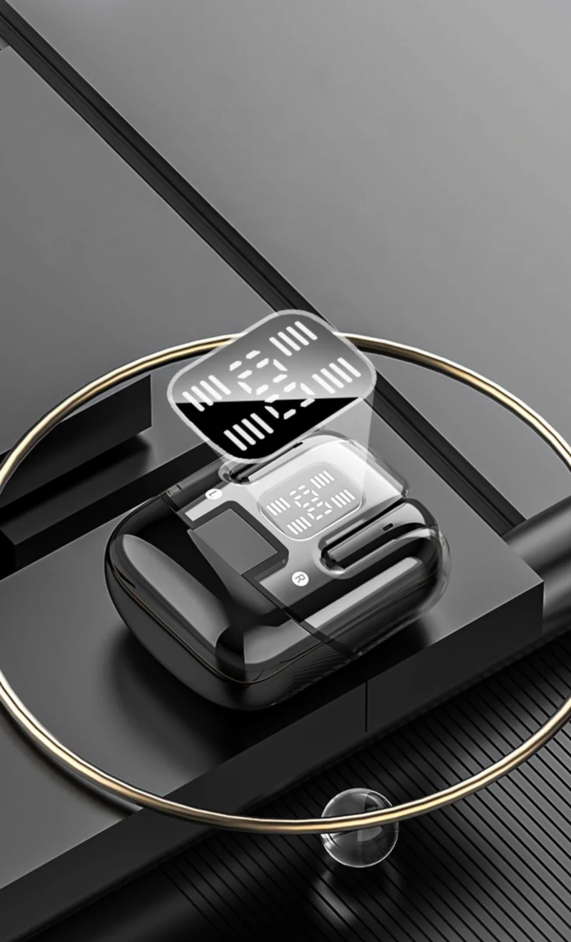 Écouteurs sans fil TWS Edition CRYSTAL , Bluetooth 5.5 nouvelle gereration écran tactile, suppression du bruit b fond d'écran HiFi couleur Noir