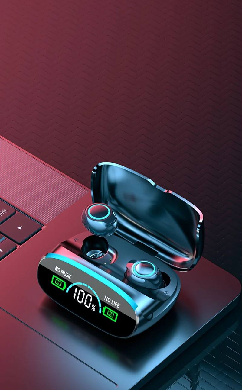 Ecouteurs sans fil (TWS) Bluetooth 5.3 - affichage LED - Edition Space Mountain + boitier chargeur couleur Noir