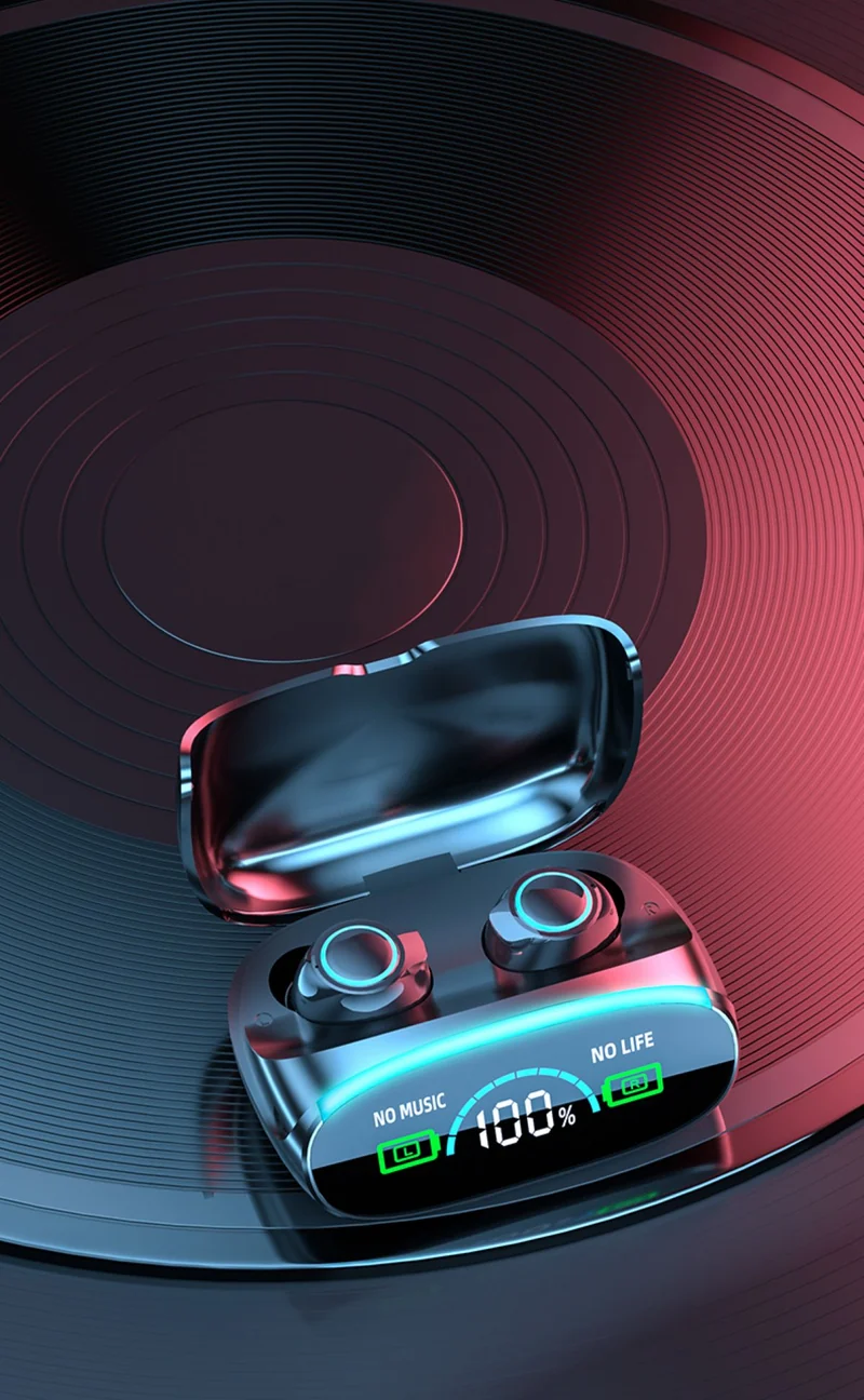 Ecouteurs sans fil (TWS) Bluetooth 5.3 - affichage LED - Edition Space Mountain + boitier chargeur couleur Noir