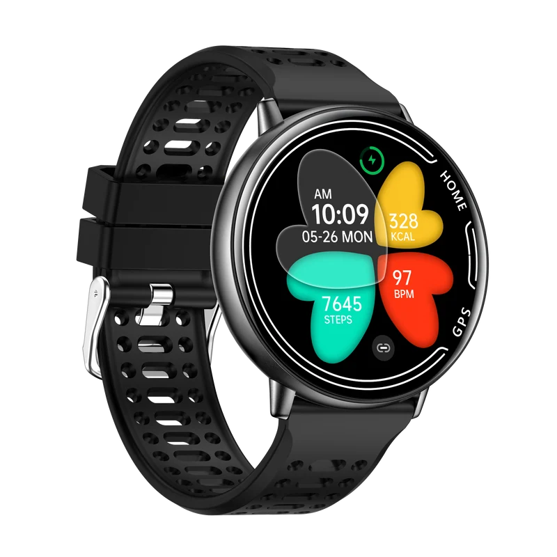 Montre connectée GPS intégré, fonction d'appel Bluetooth- Modes sportifs Edition GALAXY 2026 - avec bracelet silicone couleur Noir