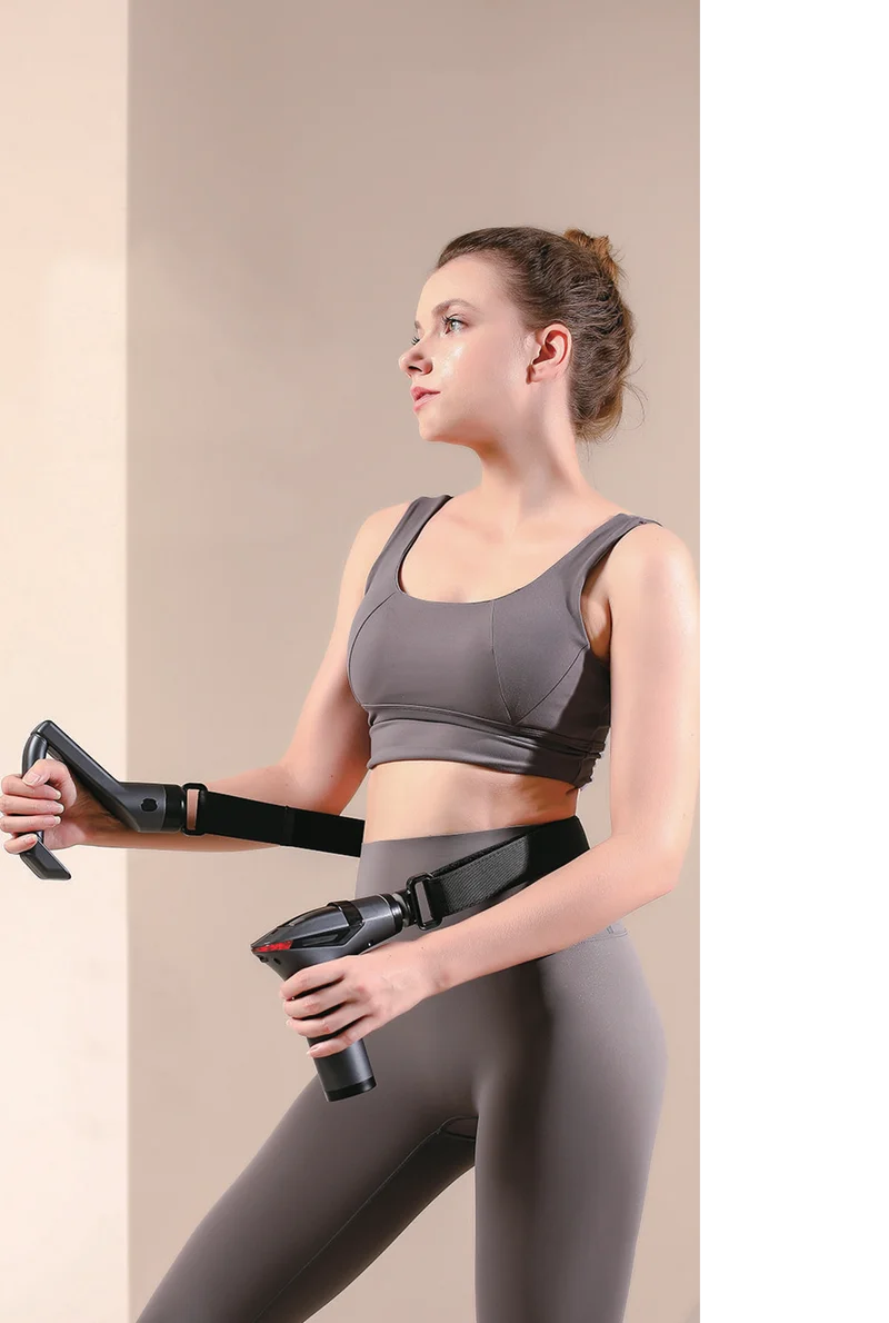 Pistolet de Massage Musculaire SYNERFIT 6 Vitesses Réglables 3 en 1 masseur dos et cervicales poignée amovible,modéle Move Gun colorie Gris
