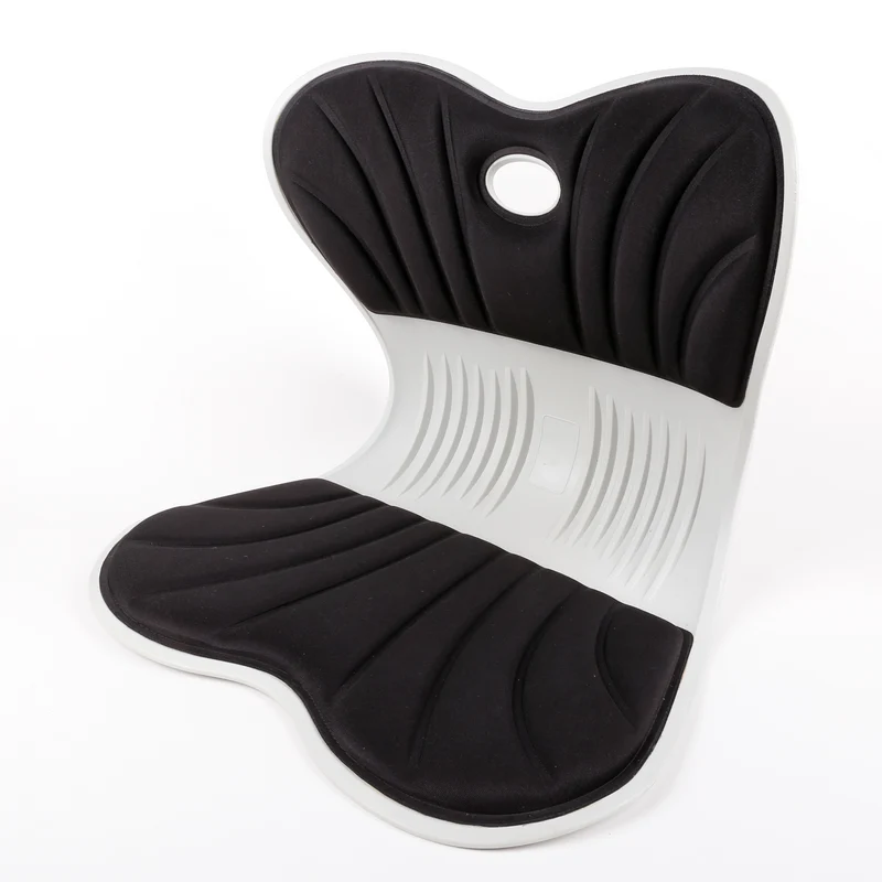 Coussin de siège SYNERFIT en mousse à mémoire de forme de L intégré avec soutien lombaire, coussin de chaise de bureau orthopédique ergonomique modèle Celia colorie Noir écru