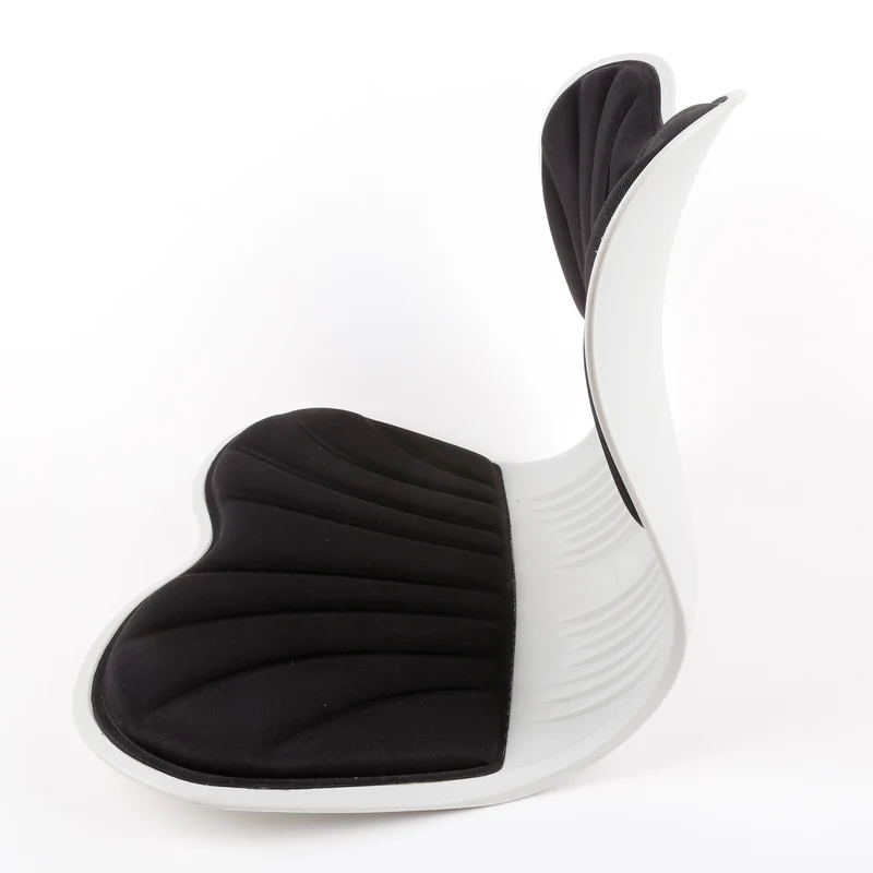Coussin de siège SYNERFIT en mousse à mémoire de forme de L intégré avec soutien lombaire, coussin de chaise de bureau orthopédique ergonomique modèle Celia colorie Noir écru