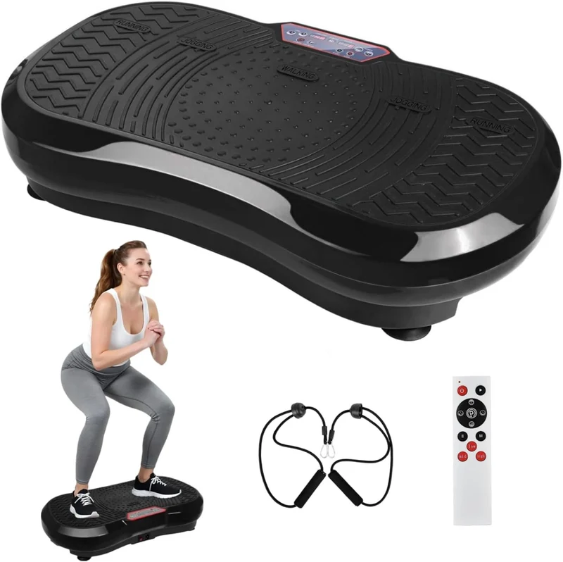 Plateforme vibrante SYNERFIT de remise en forme modèle Powerfit 53 x 32 x 100 cm avec poignée colorie Noir