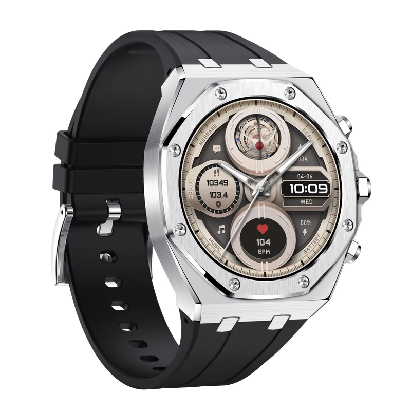 Montre connectée AMOLED NASA édition Arizona .écran couleur haute définition (avec bracelet silicone) couleur cadran ARGENT