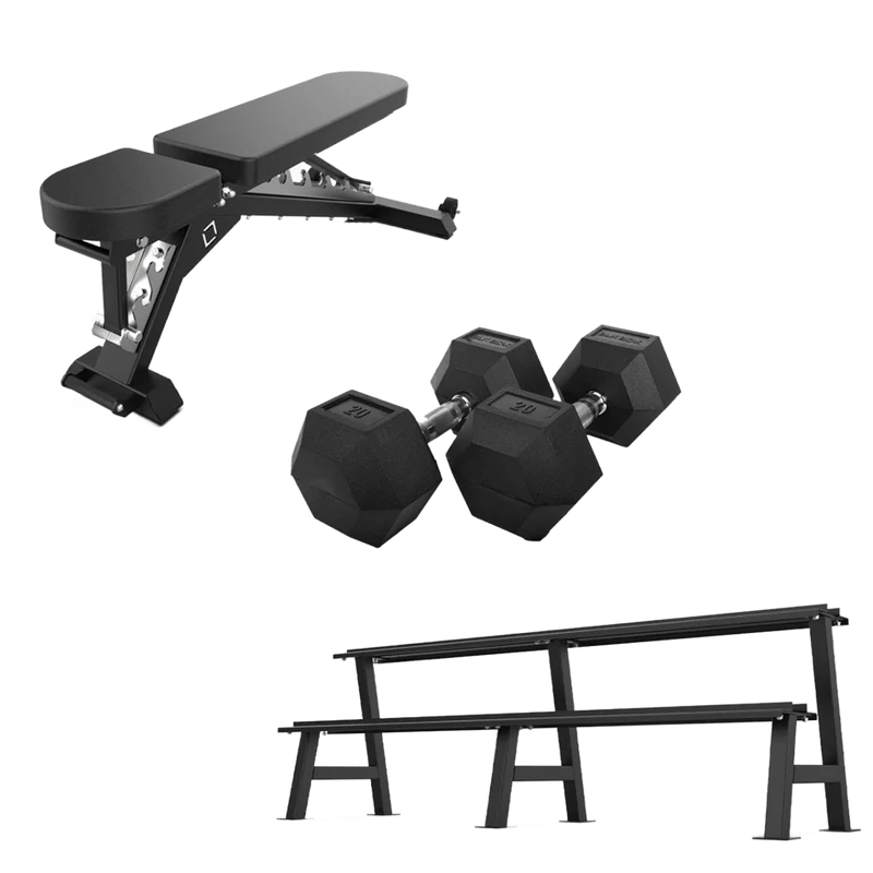 Adjustable Bench & Hex Dumbbell Set