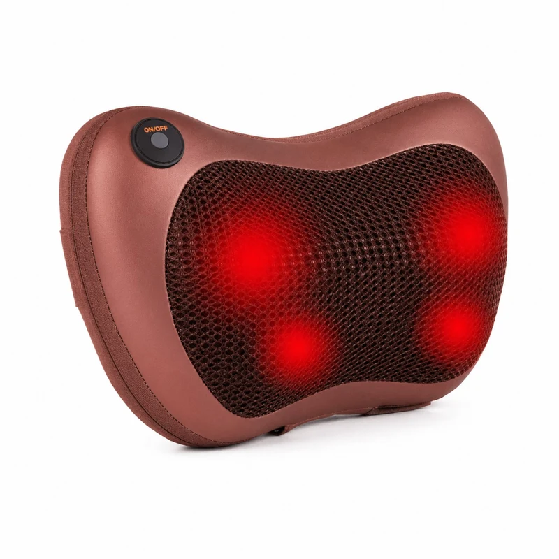 SYNERFIT Coussin de massage Shiatsu thermique 4 vitesses,8 têtes de massage- Modèle Balnéa colorie Café , marron