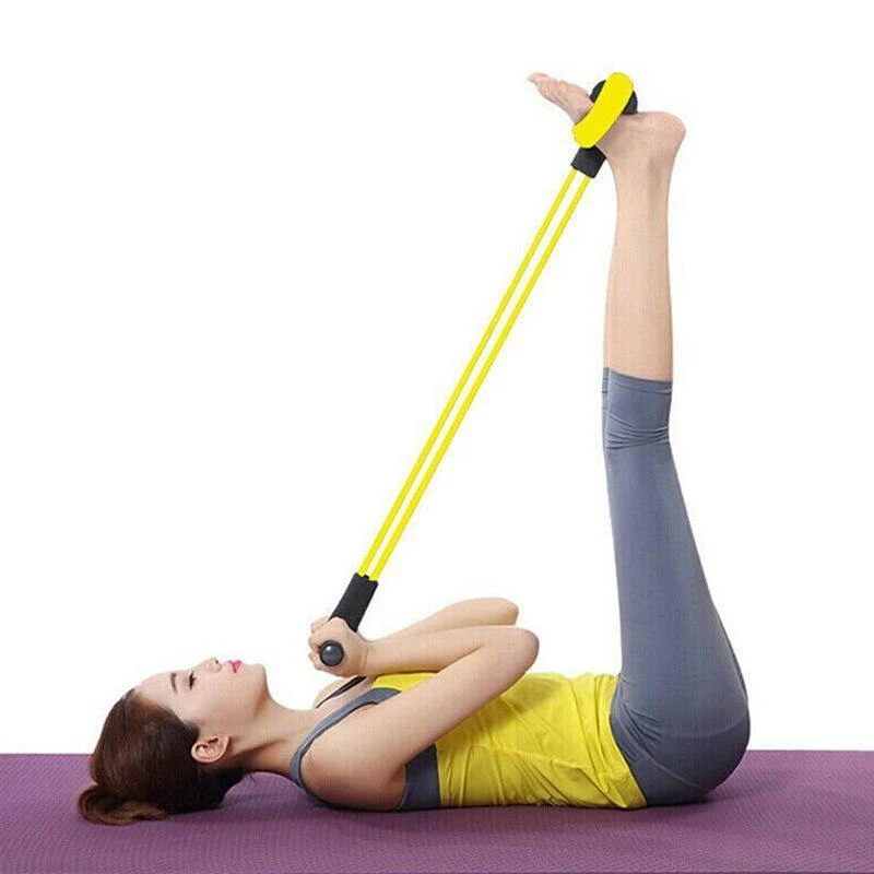 SYNERFIT Élastique de fitness avec poignée - Bande de résistance - poignées 4 Tubes en latex colorie noir et jaune