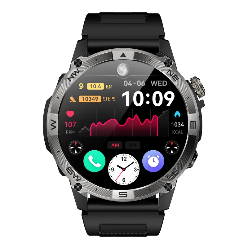 Montre connectée AMOLED NASA GPS edition Ultra Pro . écran couleur haute définition de 1,43 pouce - (avec bracelet silicone) coleur Noir